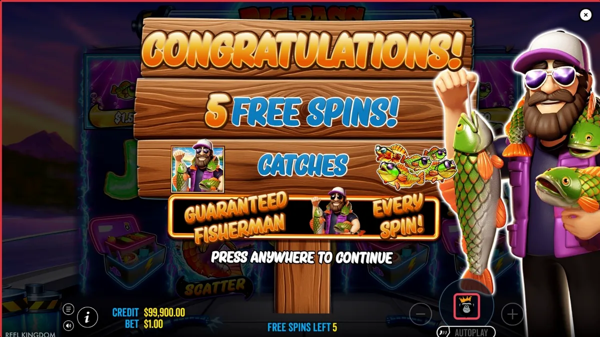 Tampilan visual futuristik dari slot Big Bass Blast dengan elemen memancing elektrik