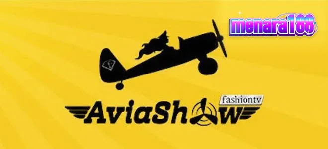 Tampilan antarmuka permainan Aviashow yang menampilkan pesawat lepas landas dan multiplier.